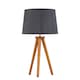 image 2 of Set of 2 Dark Oak Table Lamp or Bedside Lights with Grey Silver Shades | Brown | Grey | Large | 2