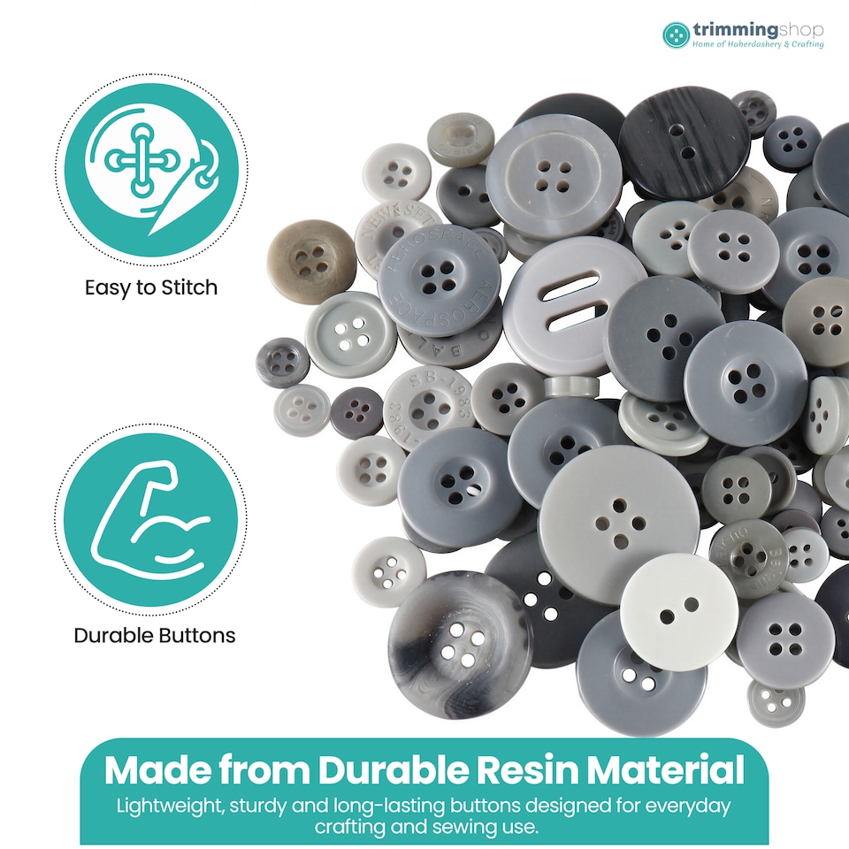 image 1 of 100g Round Resin Button, Assorted Sizes - 2 & 4 Holes