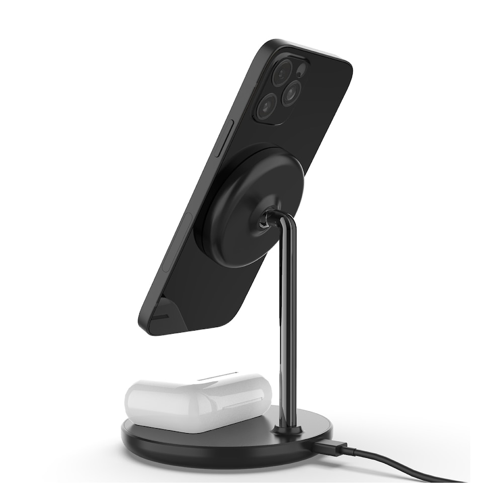 image 1 of SilverLabel 2 in 1 Wireless Charging Stand Black