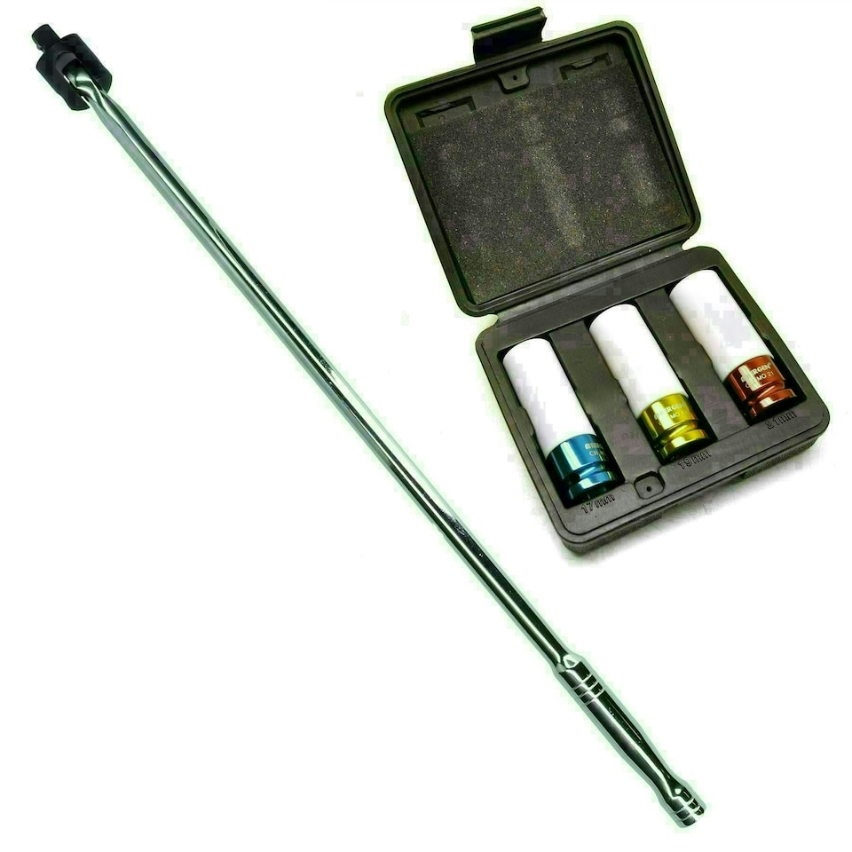 image 1 of 1/2" Drive 24" Breaker Power Knuckle Bar with 30mm Metric Deep Impact Socket