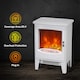 image 3 of HOMCOM Tempered Glass Casing Electric Fireplace, Freestanding Electric Fire with Realistic Flame Effect, Log Burner with Overheat Protection, 950w 1850W, White