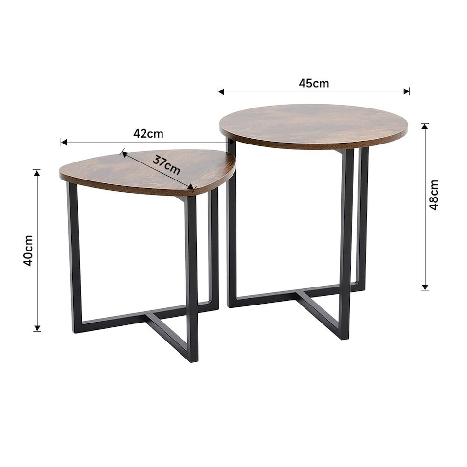 image 1 of Living and Home Round and Triangular Nesting Side Table Set