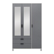 Madrid 3 Door 2 Drawer Mirrored Wardrobe - L52 x W121.5 x H196 cm - Grey/White Gloss Grey