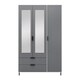 image 1 of Madrid 3 Door 2 Drawer Mirrored Wardrobe - L52 x W121.5 x H196 cm - Grey/White Gloss Grey