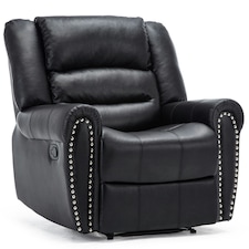 Denver Bonded Leather Manual Recliner Stud Sofa Home Lounge Chair (Black)