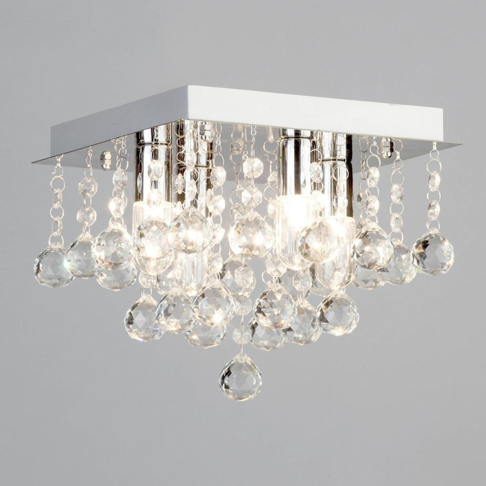 image 1 of BHS Tampa Small Bathroom Flush Ceiling Light, Chrome
