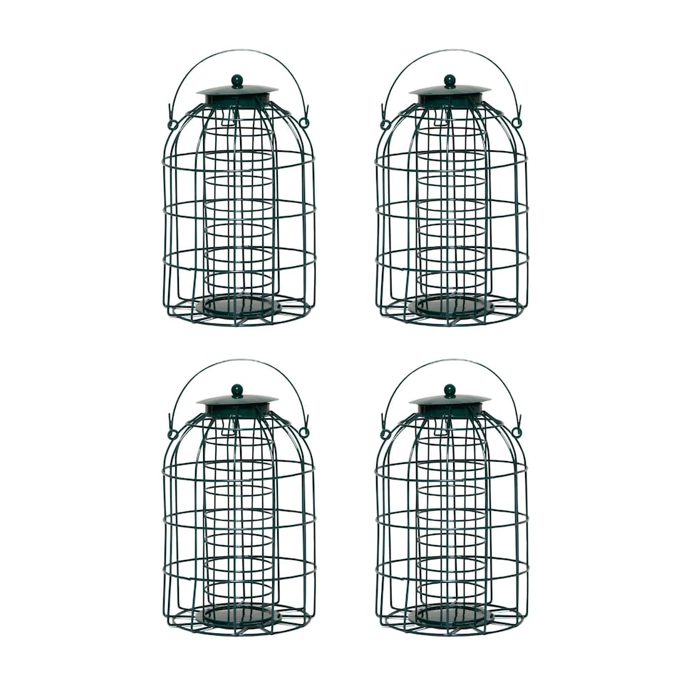 image 1 of Pack of 4 Wild Bird Fat Ball Feeder with Squirrel Guard
