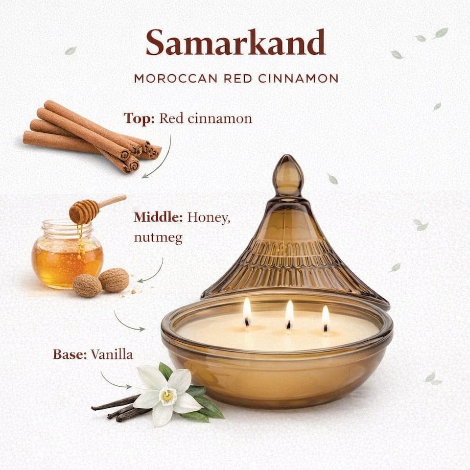 image 1 of Candlelight Terracotta Samarkand Embossed Tagine Glass Candle
