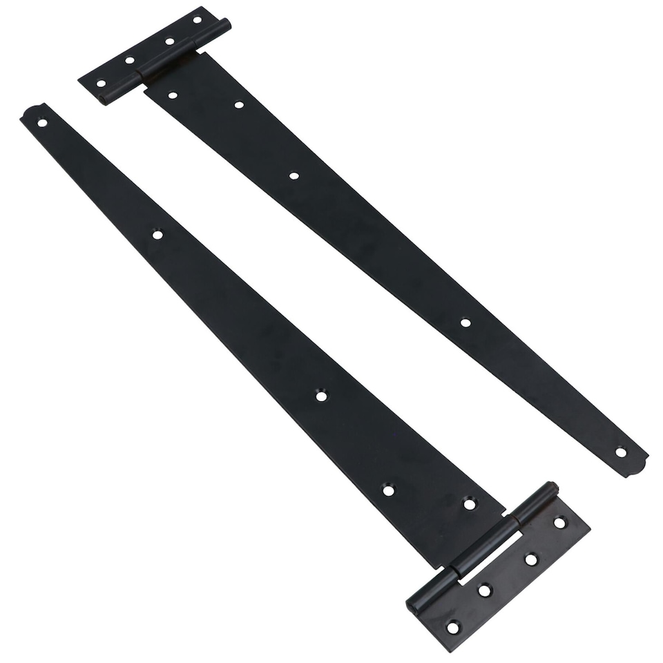 image 1 of 18in / 450mm Heavy Duty T Tee Hinges For Shed + Garden Gates Black Finish 4pc