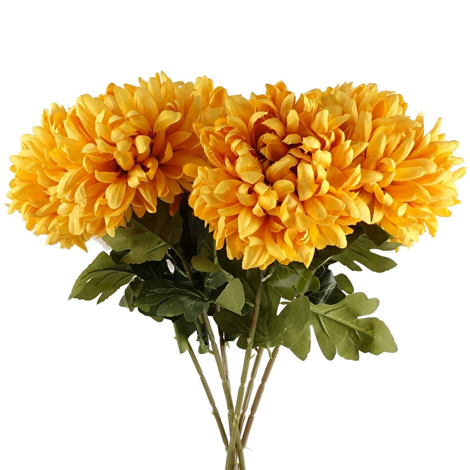 image 1 of Pack of 6 x 75cm Extra Large Reflex Chrysanthemum - Gold