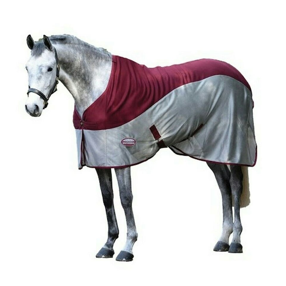 image 1 of Weatherbeeta Micro-Air Standard-Neck Horse Cooler Rug - Burgundy/Grey - 5´ 6"