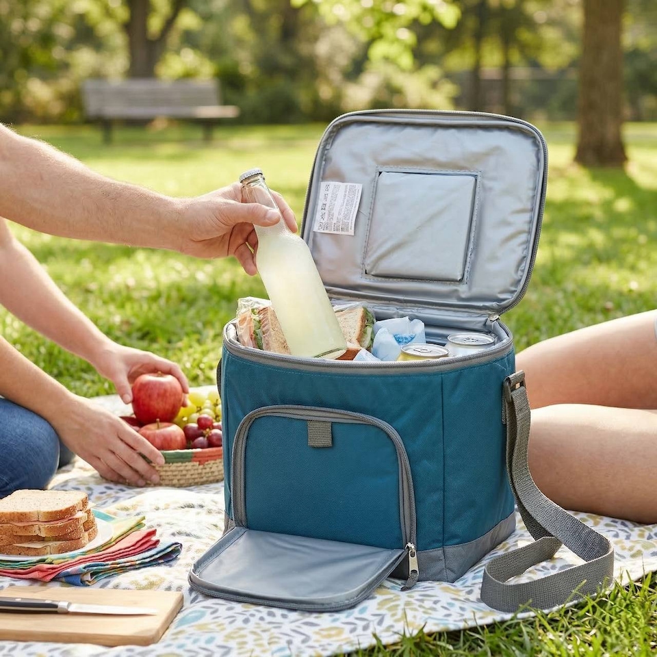image 1 of Insulated Cooler Bag Leakproof Thermal Food Storage | Blue | Teal Blue | 8L Tote Bag | 1