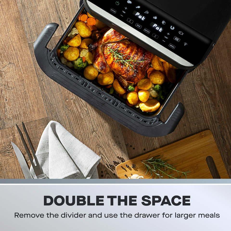 image 1 of Daewoo 10L Megadrawer Single or Double Air Fryer Dual Drawer Large Capacity