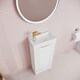 image 3 of White 400mm Floor Standing Vanity Unit with Brushed Brass Handle | White | Satin White | 1
