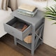 image 6 of Wooden 1 Drawer Bedside Sofa Side End Table Frame Nightstand with Storage Shelf | Grey | 1 Grey | 1