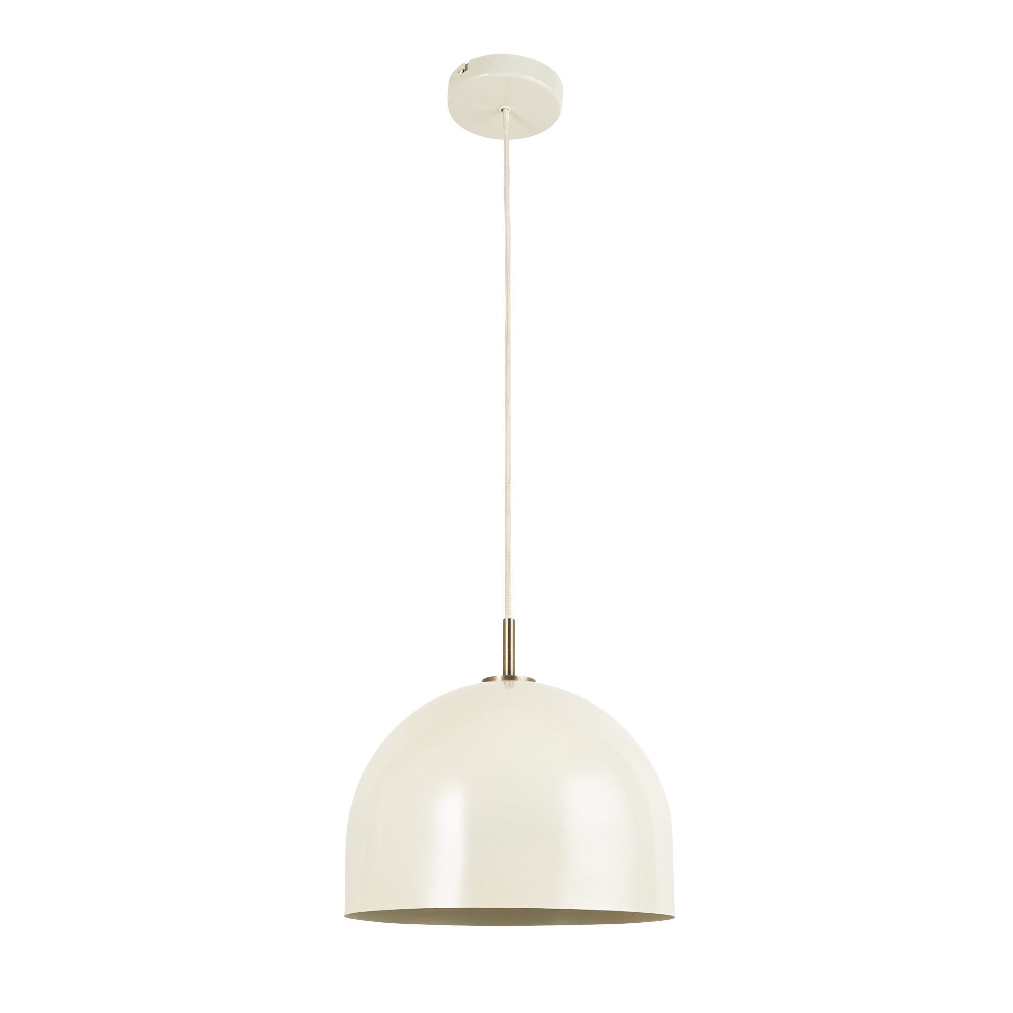 First Choice Lighting Oberon - Antique Brass Ceiling Pendant Light with White Shade in Cream
