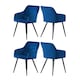 image 10 of Set of 4 Camden Modern Velvet Dining Chairs with Armrests, Quilted Design & Black Metal Legs Black
