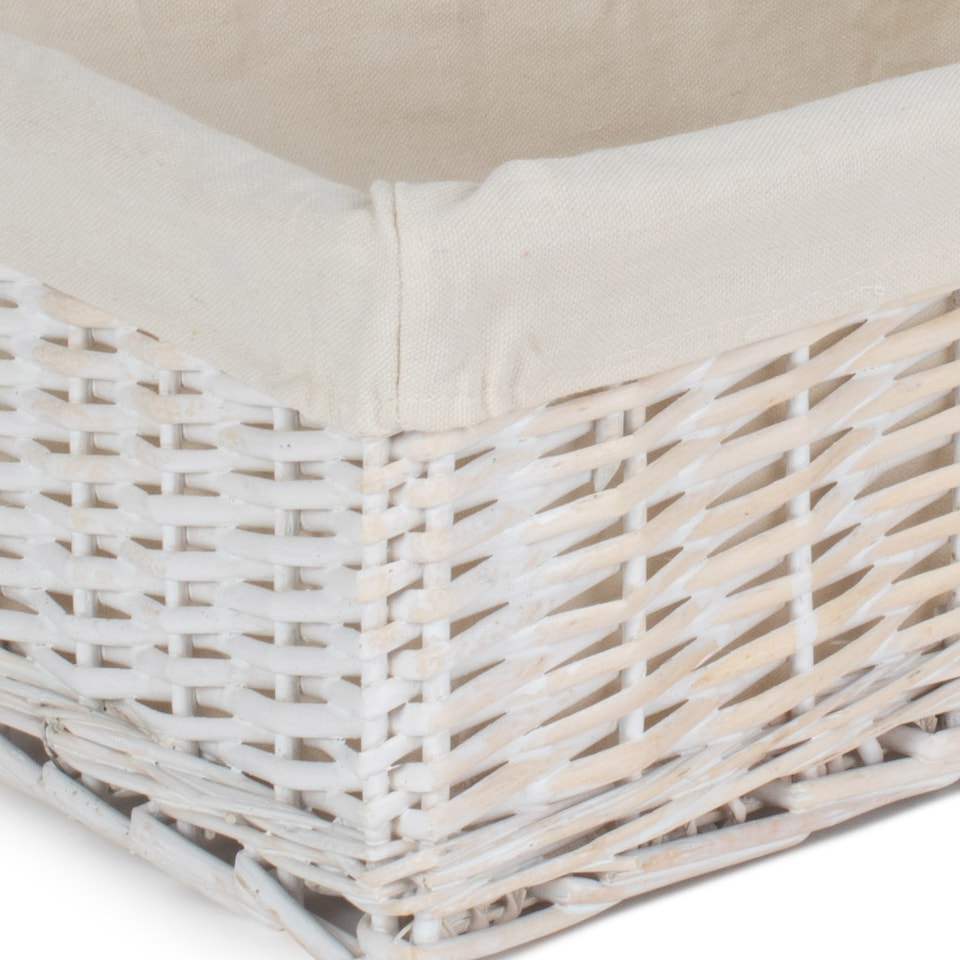 image 1 of Small White Wash Storage Basket with White Lining | White | White