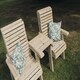 image 4 of Ergonomical Companion Seat, Wooden Garden Love Seat Chair Set, 2 Chairs w - Straight Tray - L74 x W170 x H105 cm - Fully Assembled