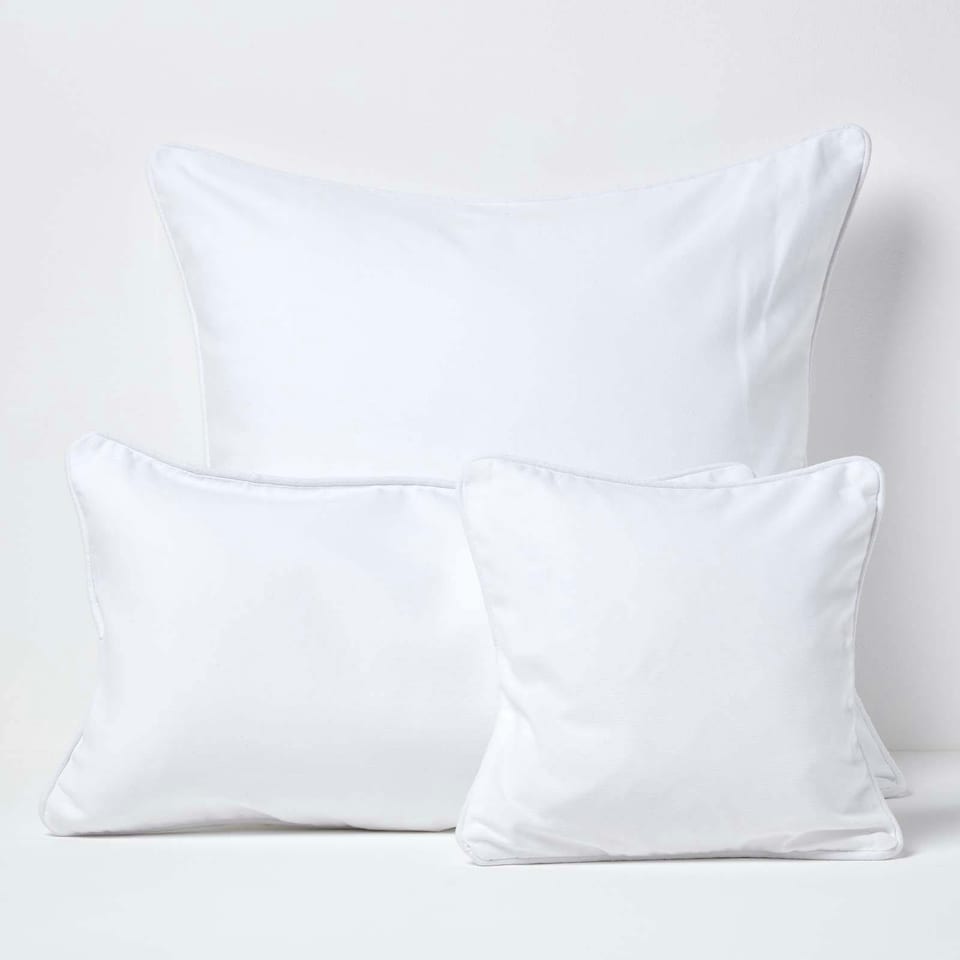 image 1 of Homescapes Cotton Plain White Cushion Cover - 60 x 60 cm | White | White | 60 x 60 cm
