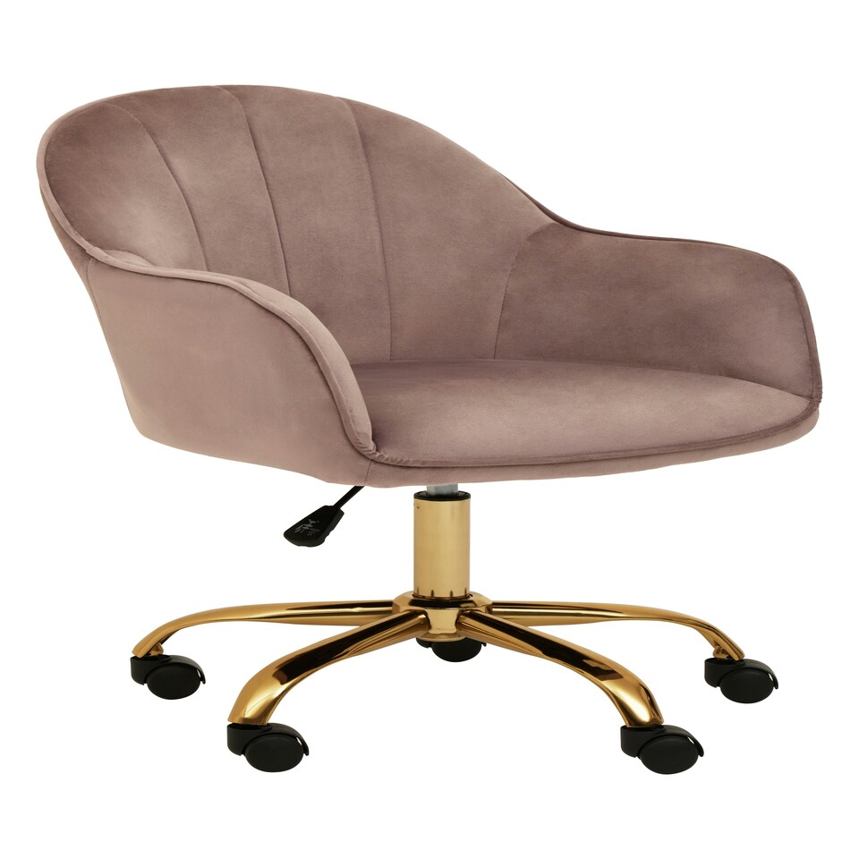 image 1 of Interiors by Premier Brent Pink Velvet And Gold Home Office Chair