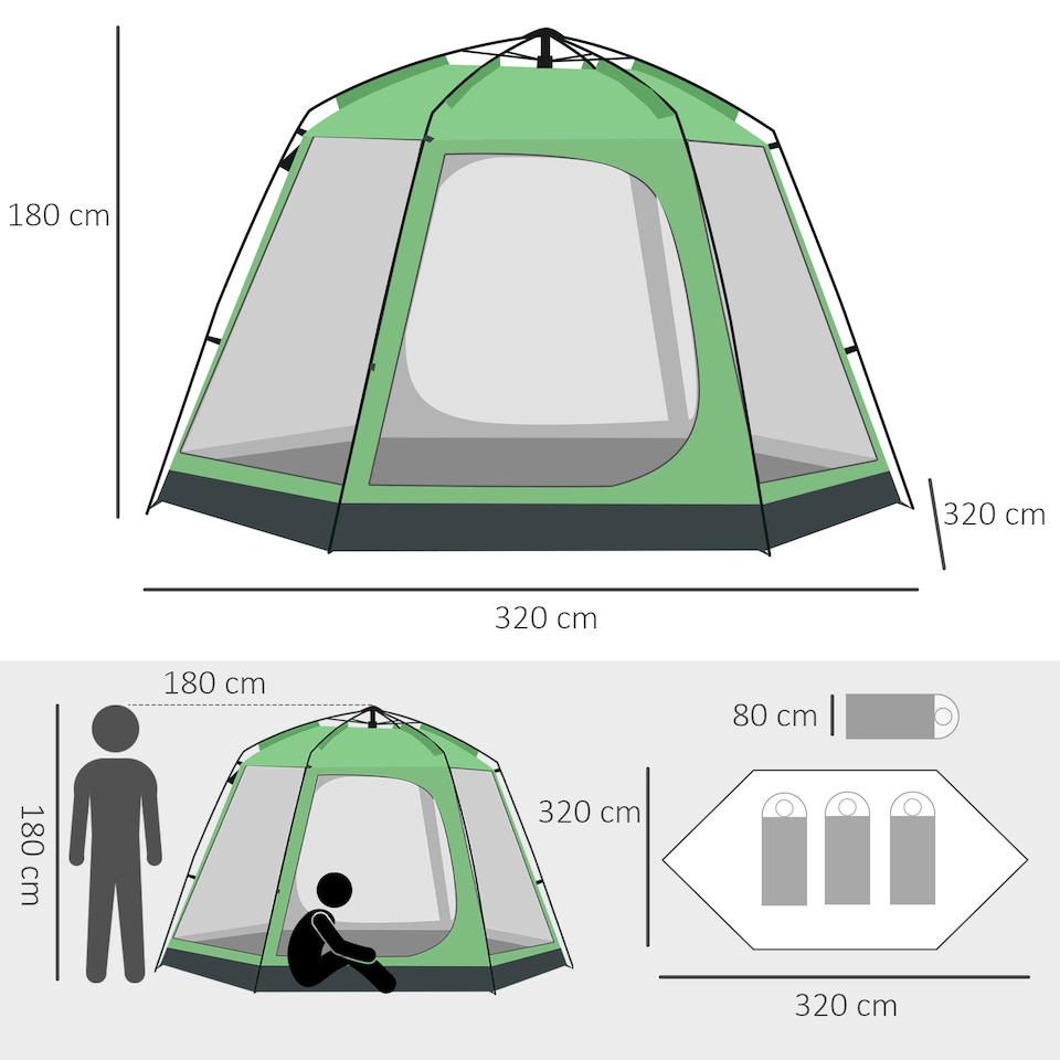image 1 of Outsunny 6 Person Camping Tent 2-Tier Pop-up Tent with Portable Carry Bag