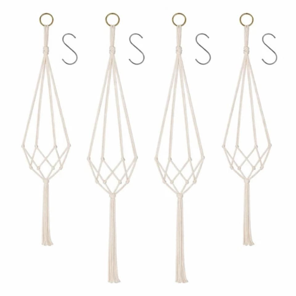 image 1 of Marco Paul 4pc Macrame Rope Plant Hanger Set