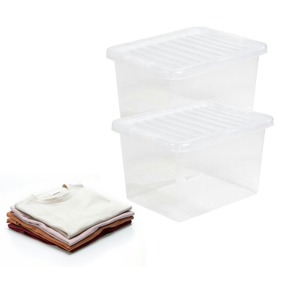 image 1 of 1 x 20L Strong Clear Multipurpose Transparent Storage Container Complete With Lid Ideal For Home & Office Use Clear