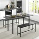 image 3 of COSTWAY 3-Piece Dining Table Set Extendable Table Set Black