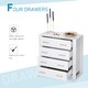 image 4 of HOMCOM Chest Of 4 Drawers Storage Cabinet Bedroom Clothes w Metal Handles Base Freestanding Unit Furnishing Living Room White