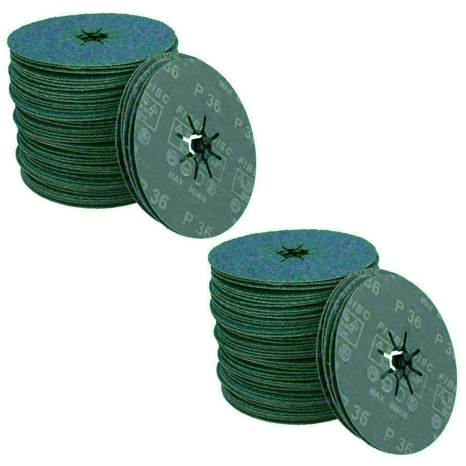 image 1 of 115mm 36 Grit Fibre Zirconium Oxide Abrasive Discs Sanding Grinding 100 Pack