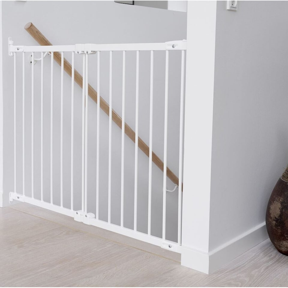 image 1 of Safetots Solution for Up and Down Staircases, White, Multi Panels, up to 122cm, and, Screw Fit Gate, 67cm - 105.5cm