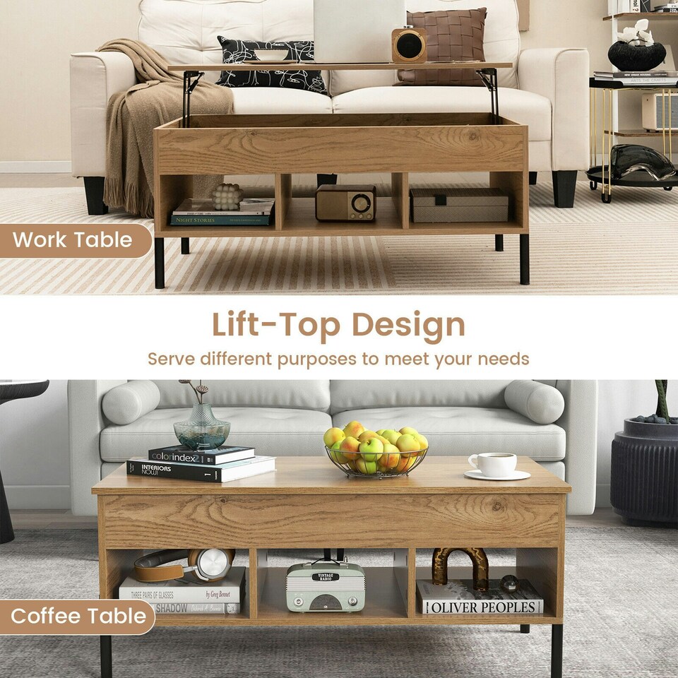 image 1 of COSTWAY LiftTop Coffee Table Living Room Central Table N/A