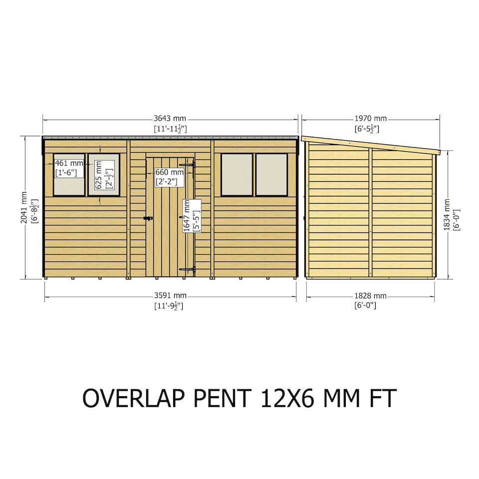 image 1 of Overlap Pent Single Door 12x6