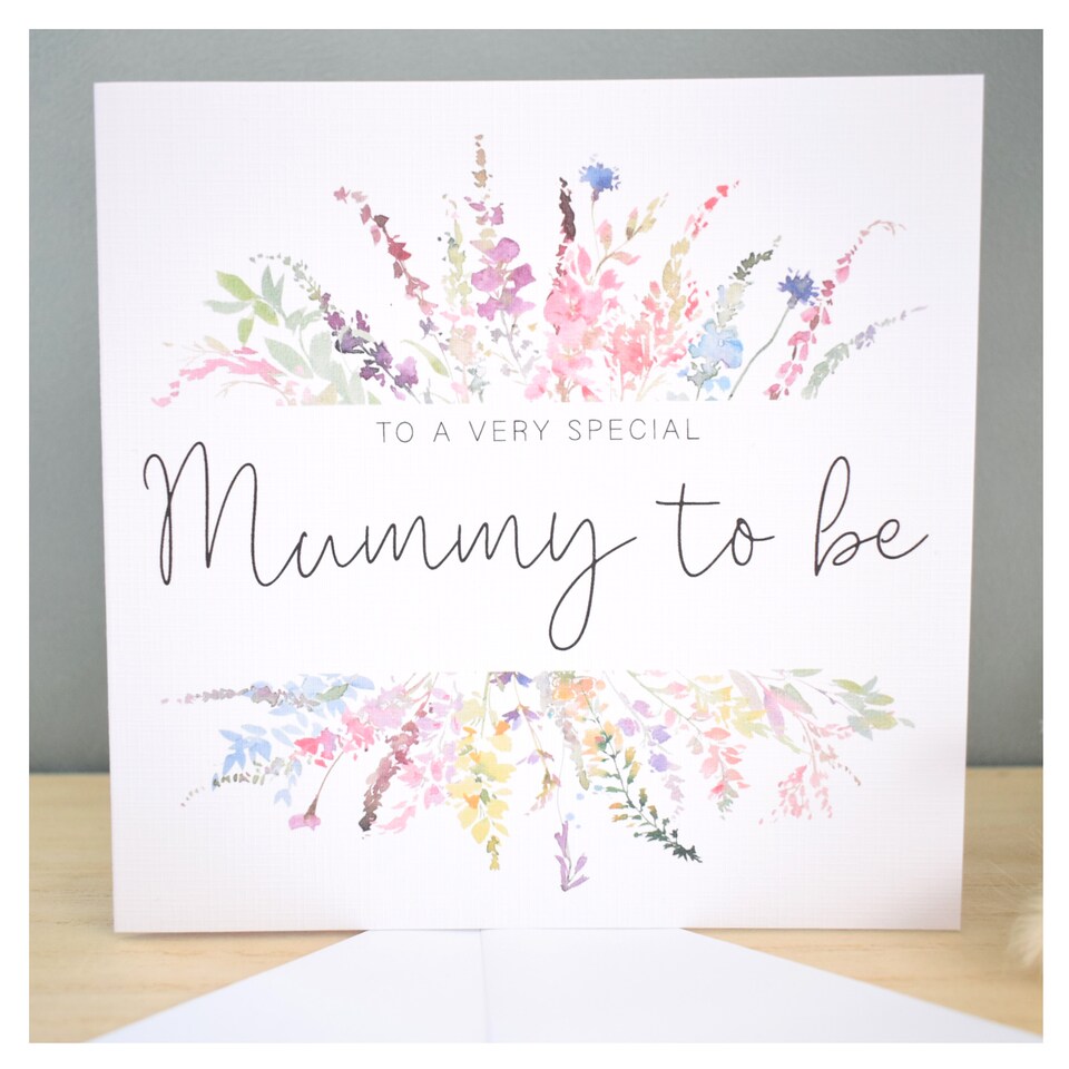 image 1 of Mummy To Be Congratulations Greeting Card - Pretty Pastel Floral Wildflower Design