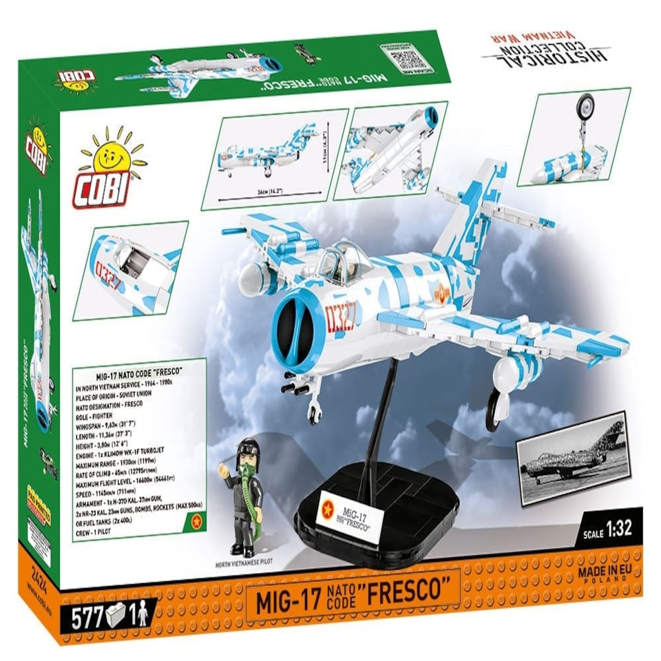 image 1 of MIG-17 NATO 'FRESCO' brick plane model - COBI 2424 - 577 bricks