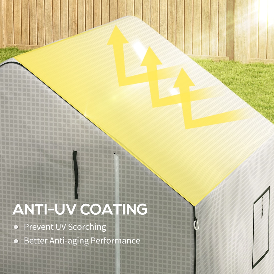 image 1 of Outsunny Walk-in Greenhouse Cover Replacement with Door and Mesh Windows, White