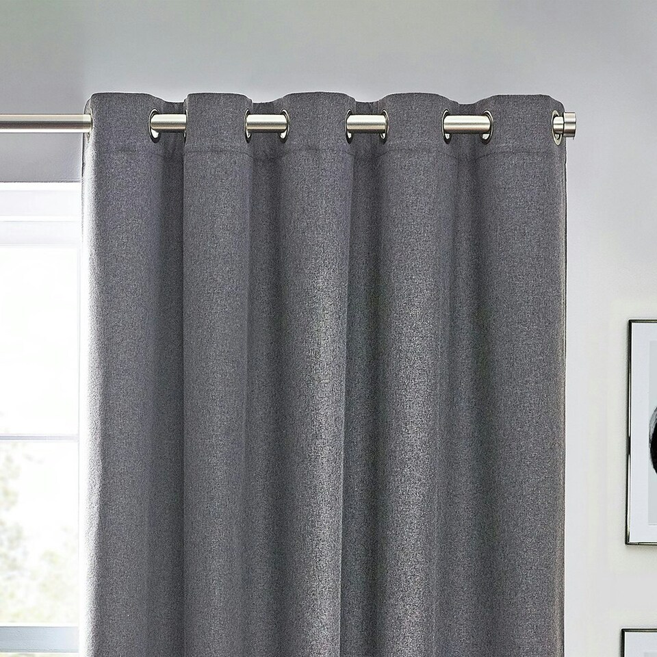 image 1 of furn. Dawn Blackout Charcoal Eyelet Curtains (W)168cm x (D)137cm | Multi
