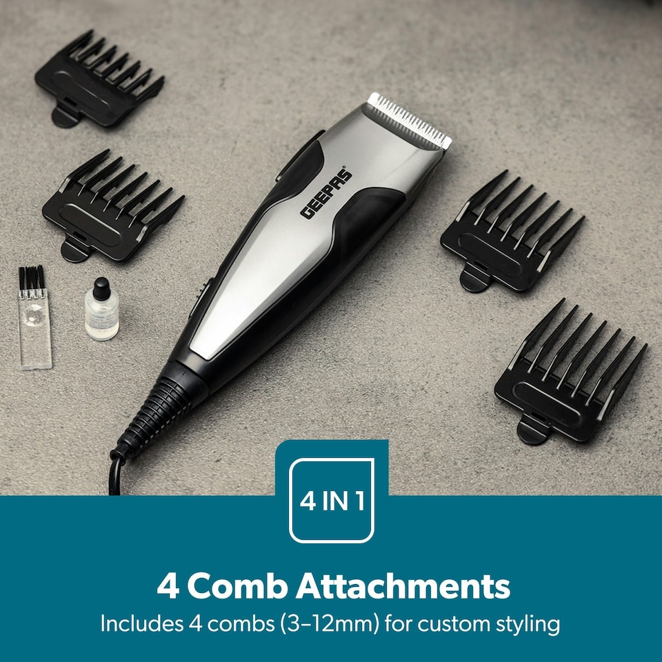 image 1 of GEEPAS Electric Hair Clipper – AC Mains Clipper/Trimmer with High Precision Ceramic Blades
