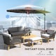 image 7 of Outsunny 3m Cantilever Roma Parasol Patio Sun Umbrella with Crank  Tilt LED Solar Light Cross Base 360 Rotating Outdoor, Dark Grey