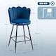 image 7 of HOMCOM Set of 2 Barstools with Petal Backrest for Kitchen Island Dark Blue Blue