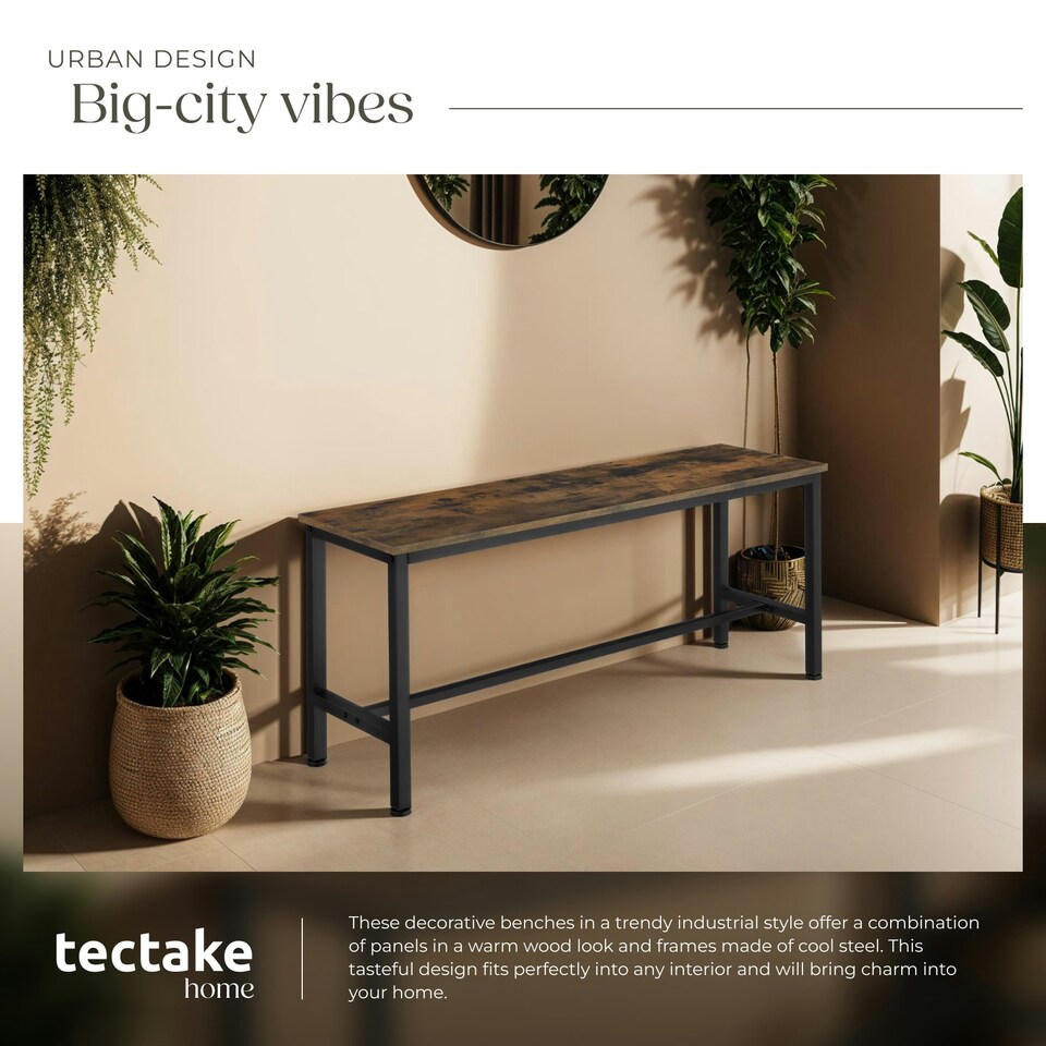 image 1 of Pair of Benches Fairfield 108 x 32.5 x 50 cm Brown | Dark