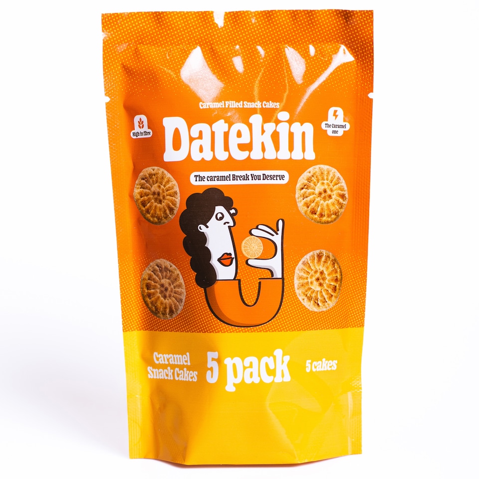 image 1 of Datekin Caramel Filled Cakes (5 x 15g Pack)