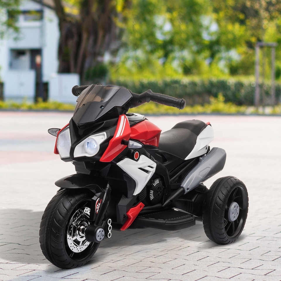 image 1 of HOMCOM Kids Electric Motorcycle with 3 Wheels, Headlight, Music, Horn, Red
