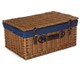 image 2 of 56cm Double Steamed Wicker Picnic Basket with Lining | Blue | Blue | One Size