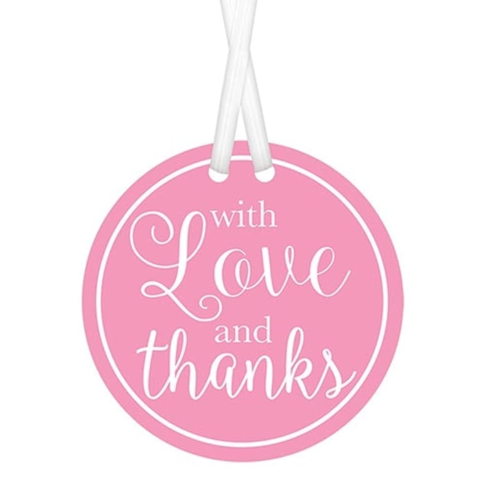 Pink With Love & Thanks Tags with Twist Ties - Pack of 25