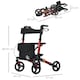 image 10 of HOMCOM 4 Wheel Rollator Walker,  Adjustable Mobility Walker with Bag, Red