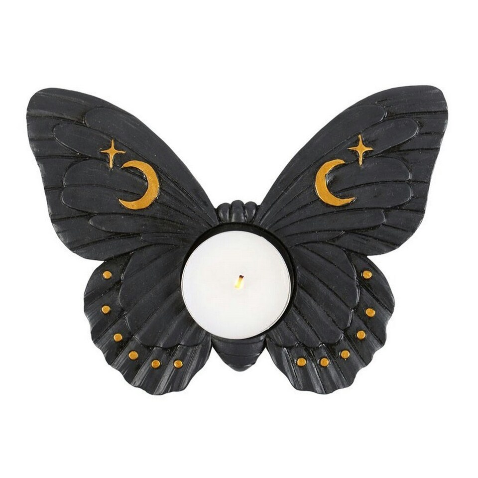 image 1 of Something Different Moth Tealight Holder - Black - One Size