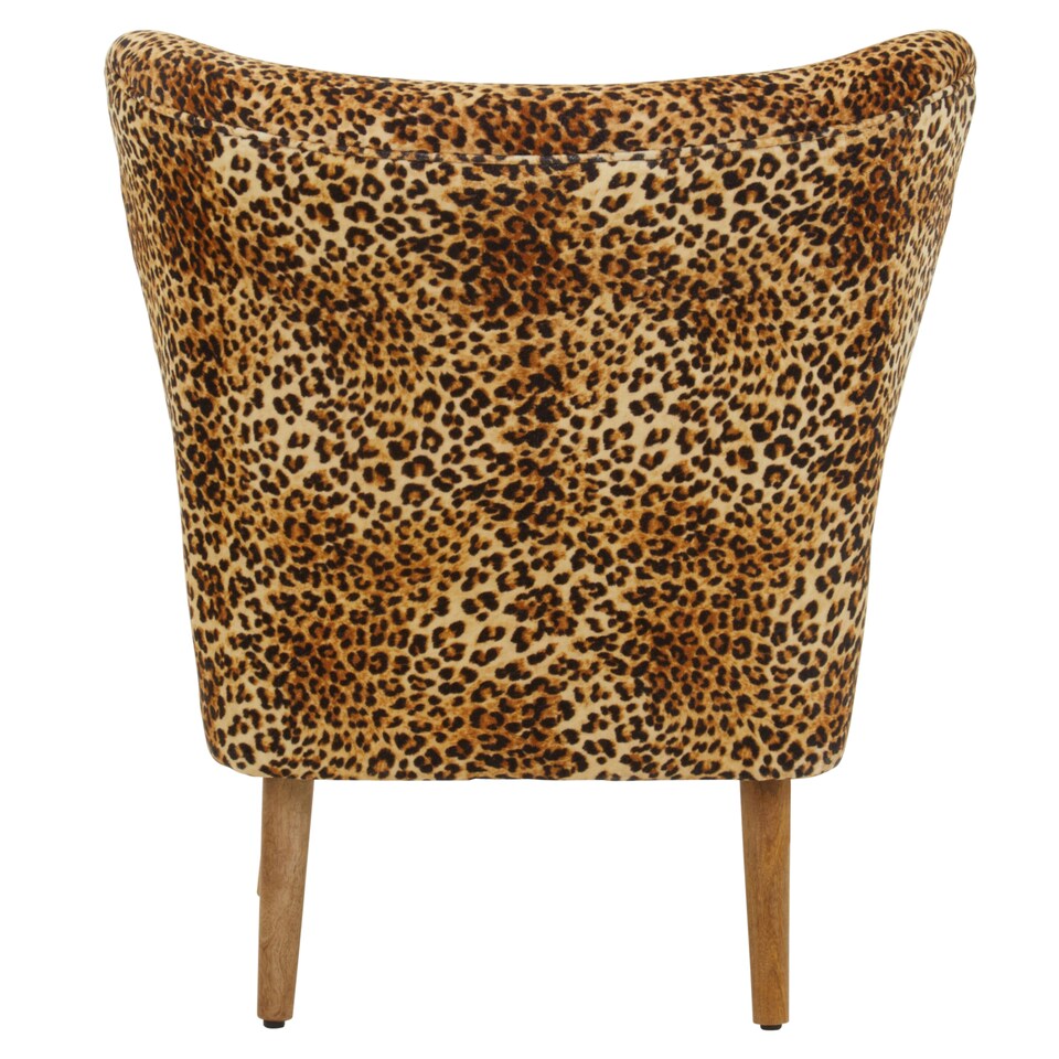 image 1 of Cefena Leopard Print Velvet Chair Brown
