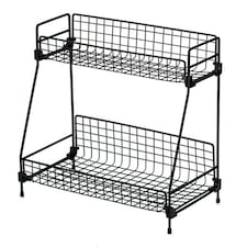 Living and Home 2-Tier Metal Jar Storage Rack Organizer - Black | Black